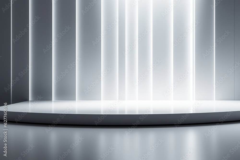beautiful white minimalist background. Featuring a white podium, textured wall, and artful shadow lights, it exudes sophistication. Perfect for presenting products Generative AI beautiful white minimalist background. Featuring a white podium, textured wall, and artful shadow lights, it exudes sophistication. Perfect for presenting products Generative AI