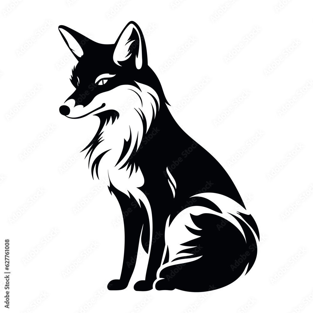 Fox head vector logo template concept illustration. Wilde animal predator graphic sign. Monochrome black and white colors. Graphic design element. Fox head vector logo template concept illustration. Wilde animal predator graphic sign. Monochrome black and white colors. Graphic design element.