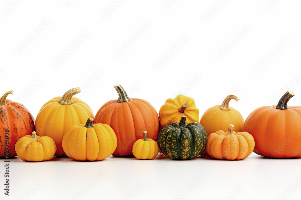 Assortment of pumpkins isolated on white background Assortment of pumpkins isolated on white background