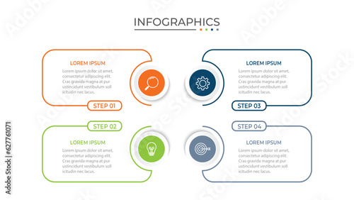 Vector Infographic label design template with icons and 4 options or steps.
