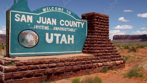 San Juan County Road Sign in Utah desert, USA