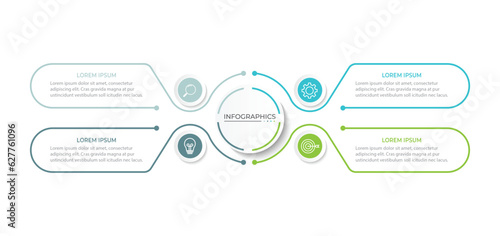 Modern infographic template. Creative circle element design with marketing icons. Business concept with 4 options
