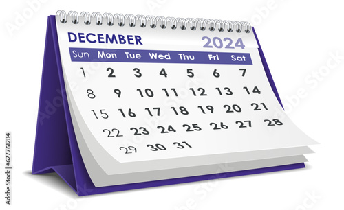 Illustration vector of December 2024 Calendar