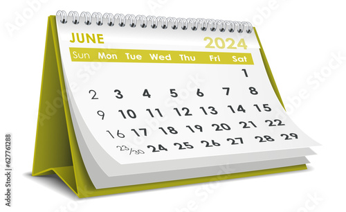 Illustration vector of June 2024 Calendar