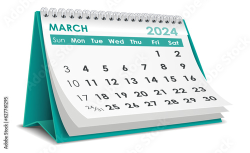 Illustration vector of March 2024 Calendar