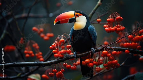 Toucan 4k wallpaper, tropical rainforest, colorful flowers, hd