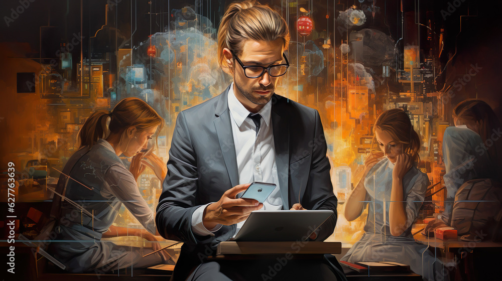 Futuristic high tech fast paced corporate environment and business development Futuristic high tech fast paced corporate environment and business development
