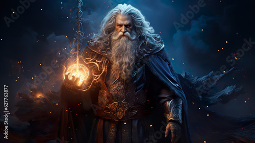 High Fantasy Character: An epic portrait of an anrcane powerful sorcerer wizard mage