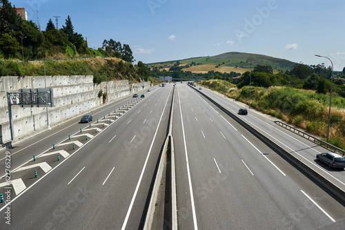 Fototapete Atlantic highway, E1, AP9, in Santiago de Compostela.