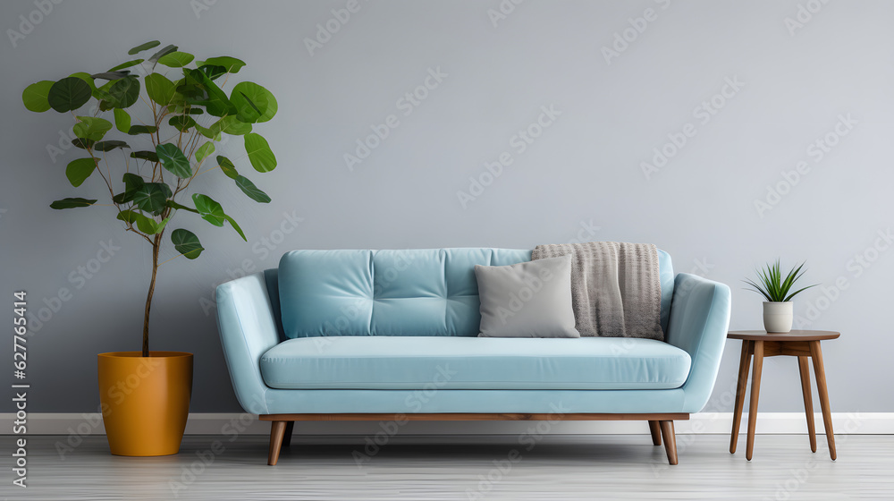 Blue sofa. Generative AI