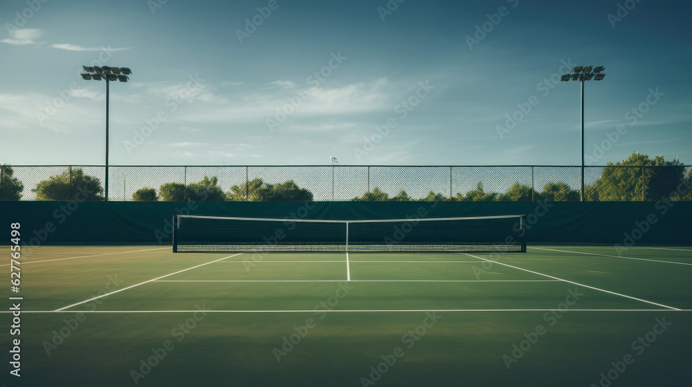 tennis court view with spotlights tennis sport theme background