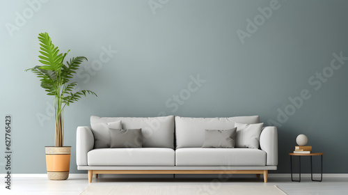 Gray sofa. Generative AI © Framefolio