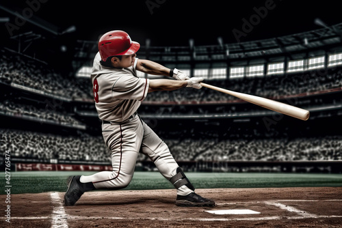 Photo of a baseball player swinging a bat at a ball