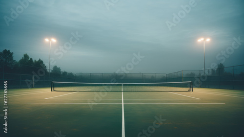 tennis court view with spotlights tennis sport theme background photo