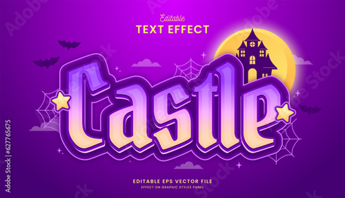 decorative halloween castle editable text effect vector design