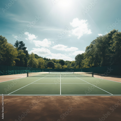 tennis court view with spotlights tennis sport theme background © KhWutthiphong