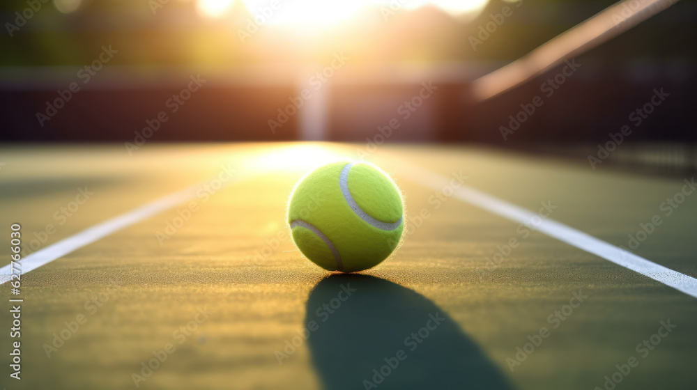 Tennis ball on tennis court. the concept of a sporty lifestyle.