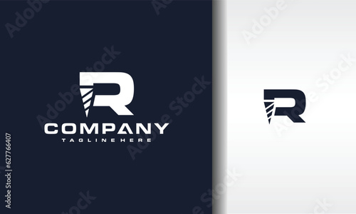 letter R drill bit logo