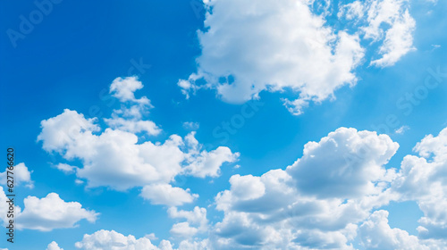 Blue sky background with clouds at sunlight  Ai generated art illustration.