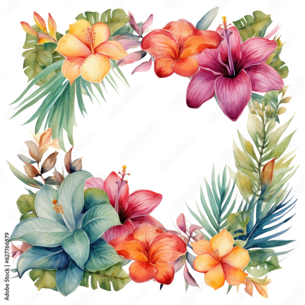Fototapeta premium Tropical natural frame isolated