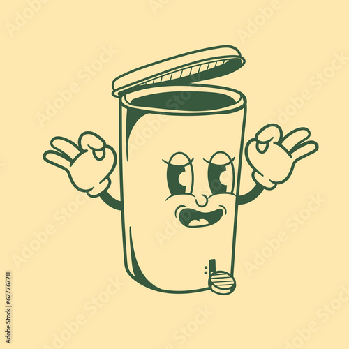 Vintage character design of trash can II