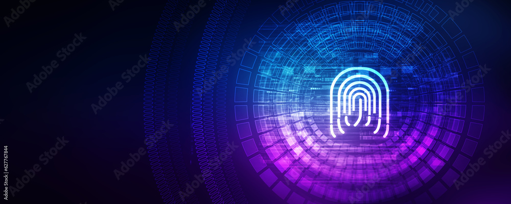 2d Illustration Fingerprint Scanning Technology Concept 2d Illustration Fingerprint Scanning Technology Concept