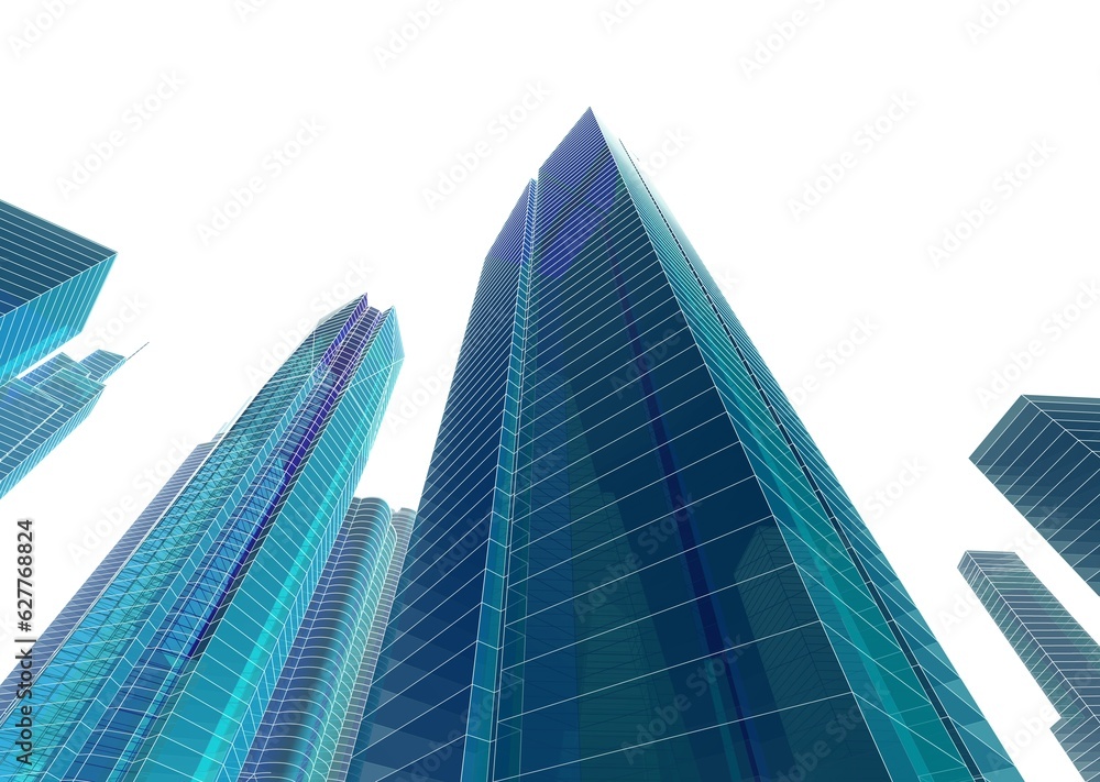 Naklejka premium Skyscrapers in the city 3d illustration