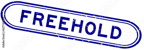 Grunge blue freehold word rubber seal stamp on white background