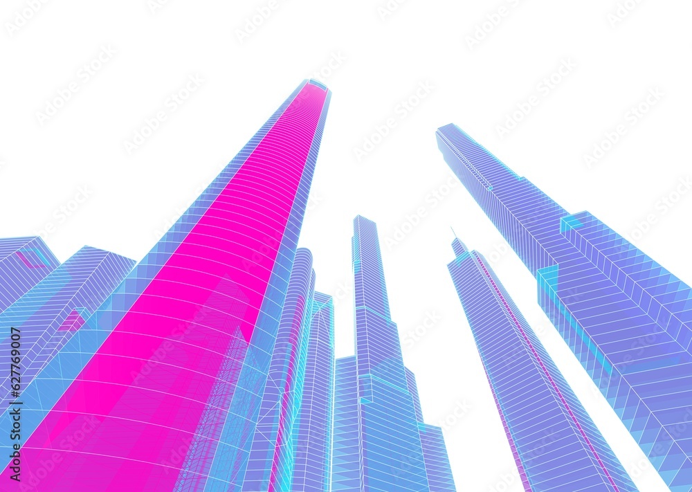Naklejka premium Skyscrapers in the city 3d illustration