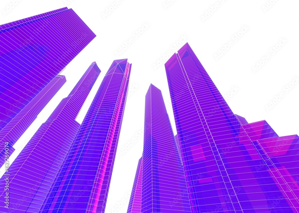 Naklejka premium Skyscrapers in the city 3d illustration