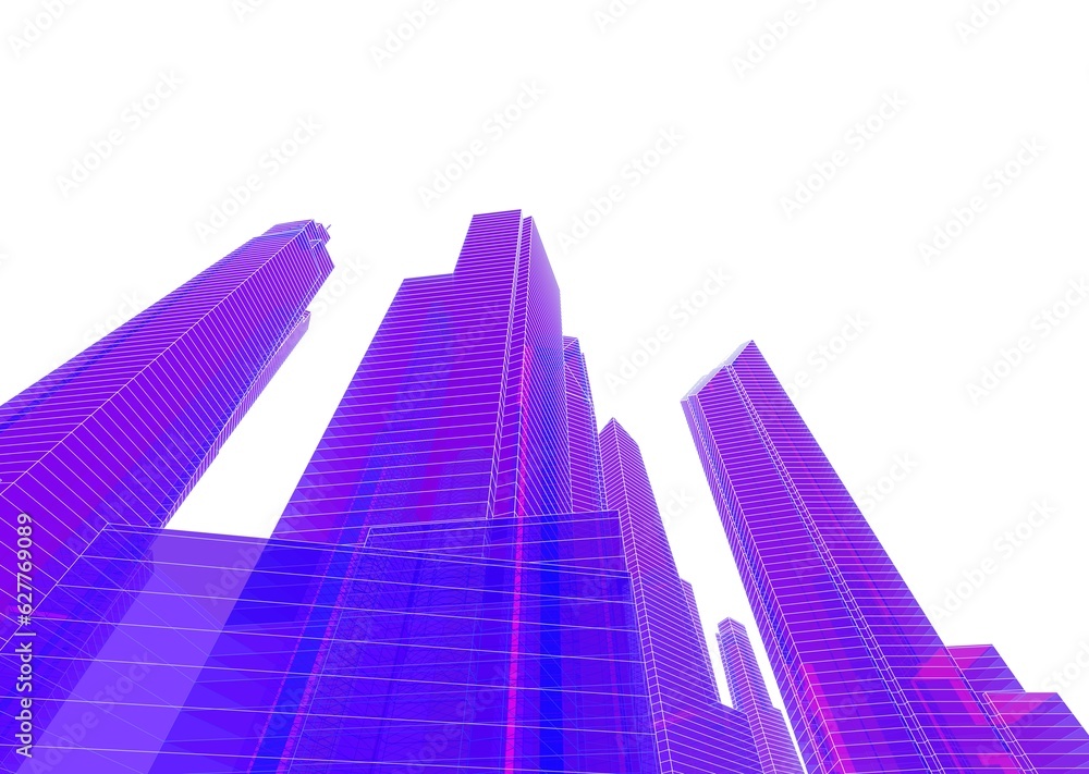 Skyscrapers in the city 3d illustration