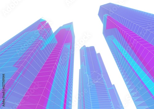 Skyscrapers in the city 3d illustration