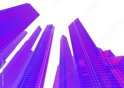 Skyscrapers in the city 3d illustration © Yurii Andreichyn