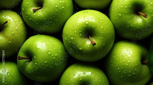 fresh green apple wallpaper photo. generative ai photo