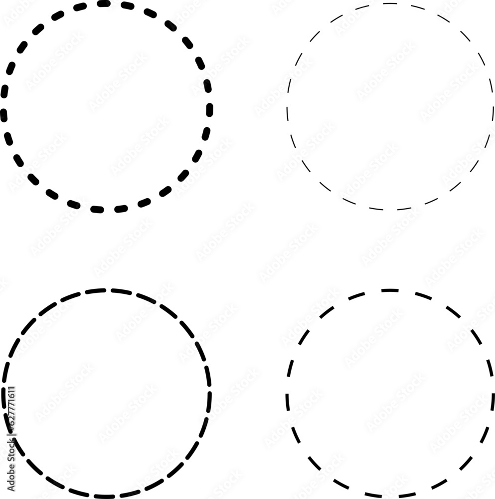 Dotted line Dashed circle frame vector Dotted line Dashed circle frame vector