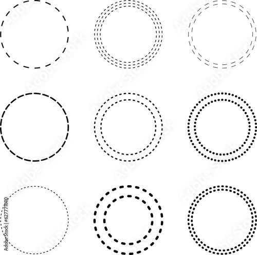 Dotted line Dashed circle frame vector