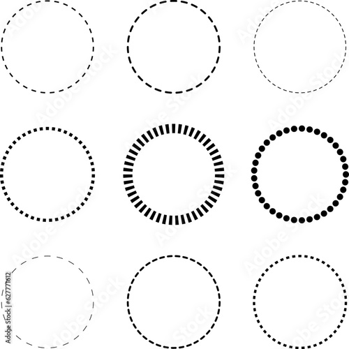 Dotted line Dashed circle frame vector