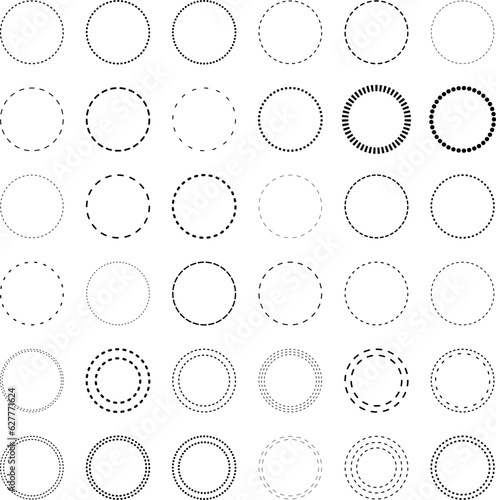 Dotted line Dashed circle frame vector