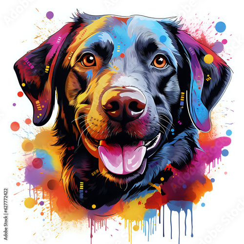 Dog colorful Comic style, White Background, highly detailed, for tshirt