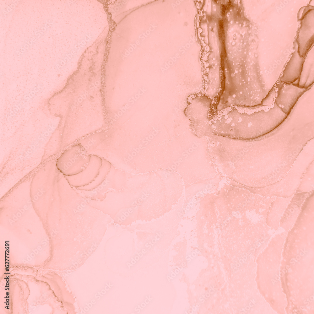 Fototapeta premium Alcoholic Ink. Abstract Shapes. Coral Ancient