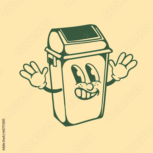 Vintage character design of trash can III
