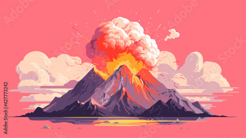 Valokuva drawing volcano vector flat style