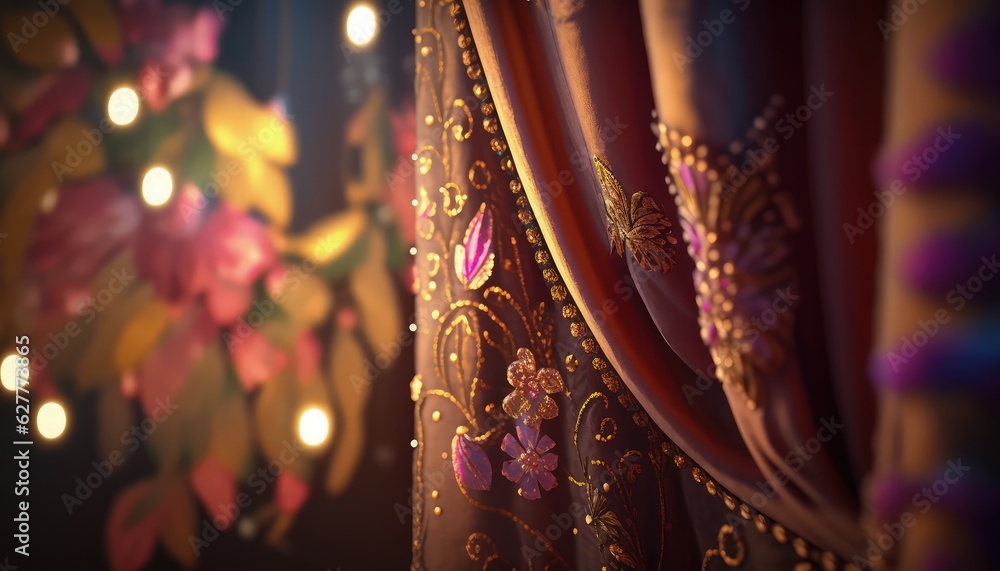 Obraz premium majestic drapes royal curtains unveiling cultural splendor generative ai
