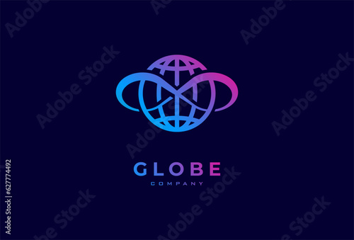 Globe Logo Design. globe with infinity combination, usable for technology and company logos, vector illustration