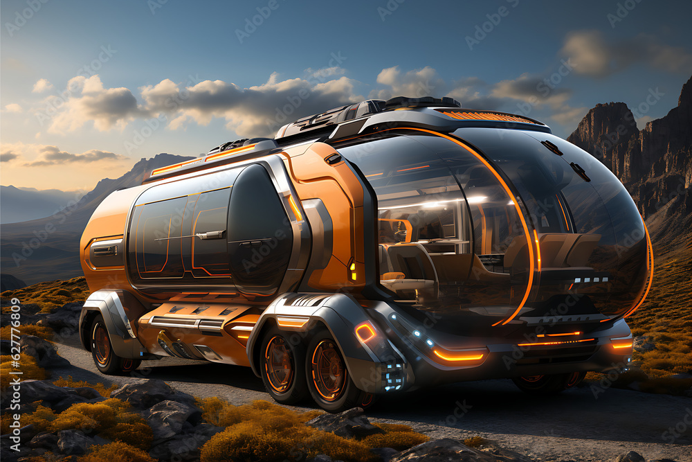 Futuristic Autonomous Self-Driving Off The Grid RV Home, Autonomous Futurism Concept Render Futuristic Autonomous Self-Driving Off The Grid RV Home, Autonomous Futurism Concept Render