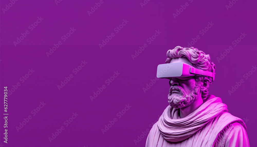 Virtual Reality Modern Digital Renaissance Man, Greek Roman Style Statue, Futurism Minimalist Concept Render - obrazy, fototapety, plakaty 