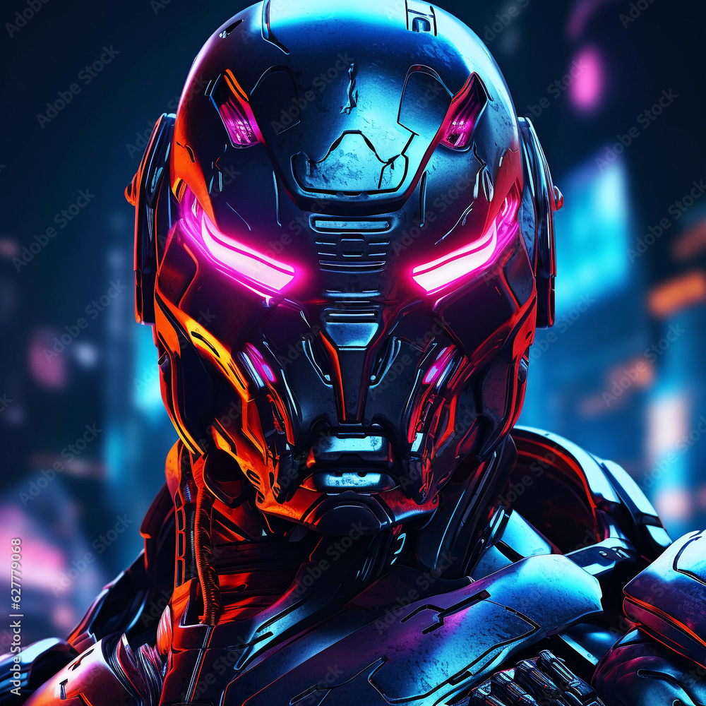Brutal Cyborg Character in Cyberpunk Style Brutal Cyborg Character in Cyberpunk Style