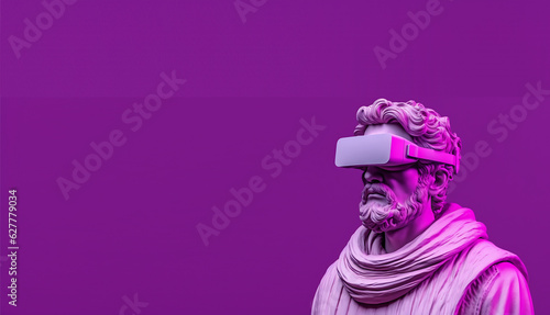 Virtual Reality Modern Digital Renaissance Man, Greek Roman Style Statue, Futurism Minimalist Concept Render