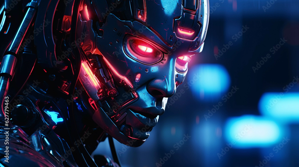 Brutal Cyborg Character in Cyberpunk Style Brutal Cyborg Character in Cyberpunk Style