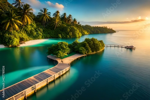 tropical island at sunset © zooriii arts